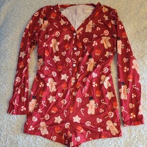 Red Gingerbread Print Pajama Set